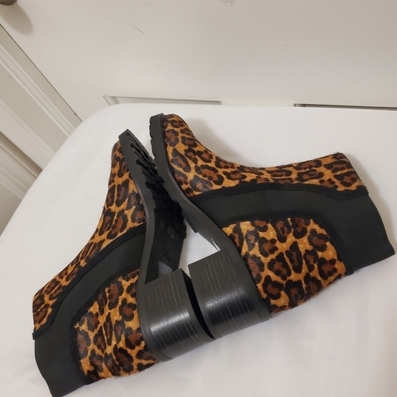 Crown Vintage Leopard Print Cow Hair Pullon Booties Size 9M - Picture 7 of 12
